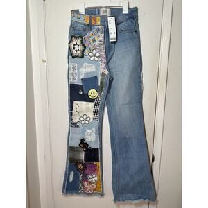 BDG URBAN OUTFITTERS WOMEN'S PATCHWORK STUDS FLARE JEANS SIZE 24 NEW! $129